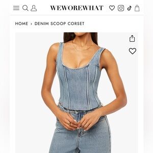 NWT WeWoreWhat Denim Blue Scoop Corset Top Size 2